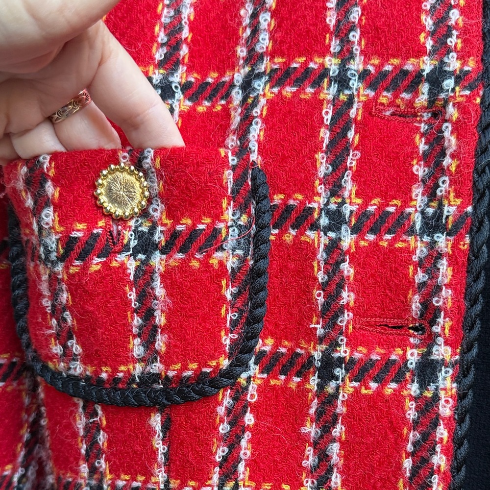 Vintage Multicolored Evan Picone Plaid Tweed Wool Blazer and Skirt Set - Picture 8 of 15